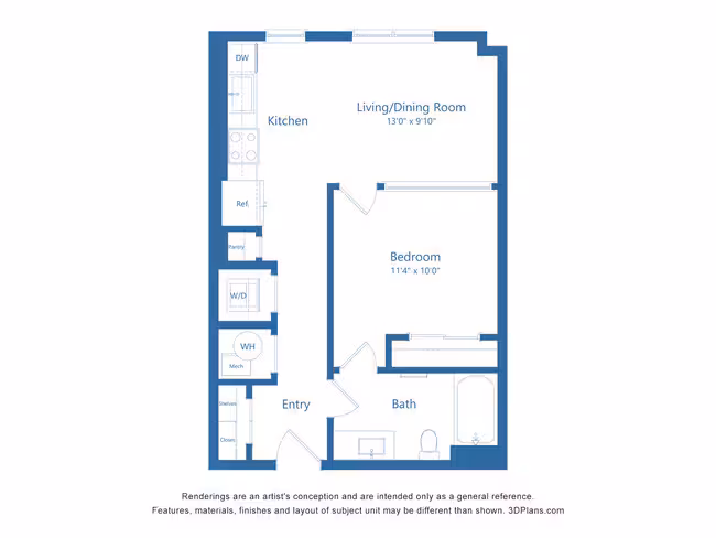 A1 | 1 Bed | 1 Bath 1257 floor plan